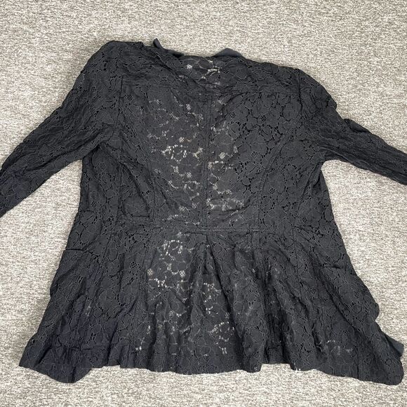 Free People Cardigan Sweater Womens Size 2 Black Lace Sheer Ruched EUC - Picture 6 of 6